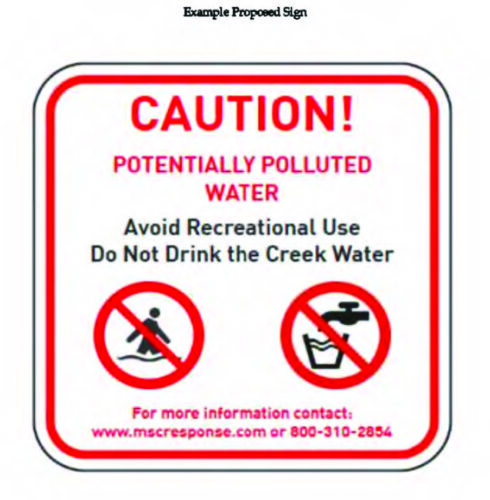 Potential Contaminated Sign Signs to warn people of ‘potentially polluted water’ near Canfield High ...